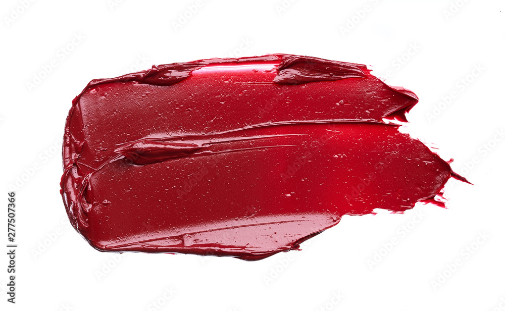 Smear and texture of red lipstick or acrylic paint isolated on white background. Smear and texture of red lipstick or acrylic paint isolated on white background.