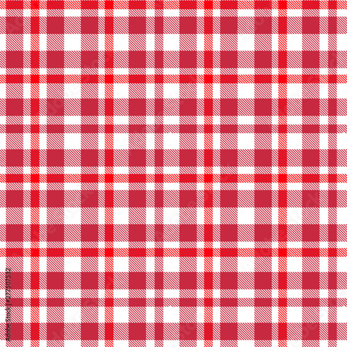 Tartan, Red and White plaid pattern. Texture for plaid, tablecloths, clothes, shirts, dresses, paper, bedding, blankets, quilts and other textile products. Vector illustration EPS 10