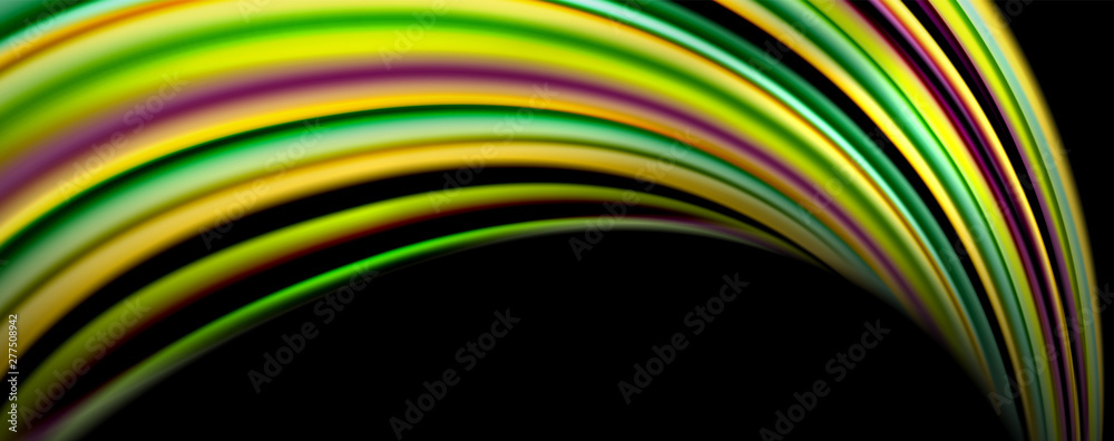 Fluid color rainbow style wave abstract background, techno modern design on black Fluid color rainbow style wave abstract background, techno modern design on black