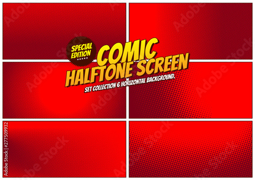 set collection comic halftone screen background, Vector illustration.
