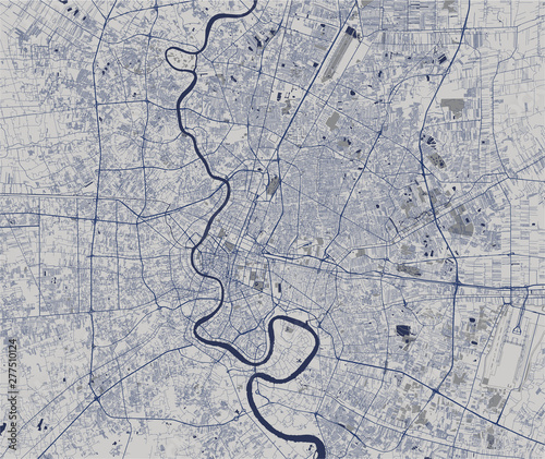 Photo vector map of the city of Bangkok, Krung Thep Maha Nakhon, Kingdom of Thailand