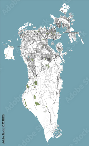 vector map of the city of Bahrain, Kingdom of Bahrain