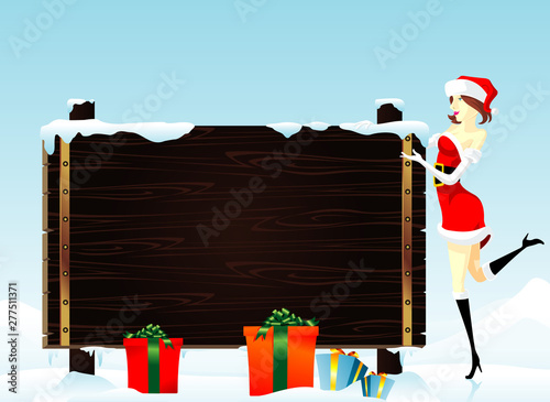 Sexy Young Lady Santa Sign