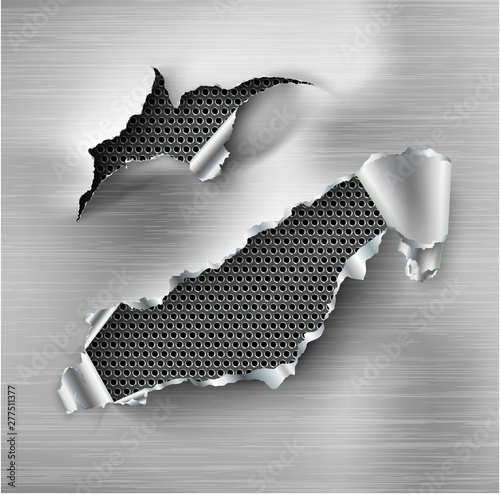 Torn ripped steel vector template, sides with ripped metal