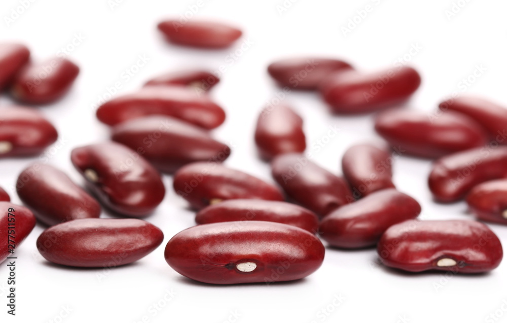 Raw red beans isolated on white background, macro Raw red beans isolated on white background, macro