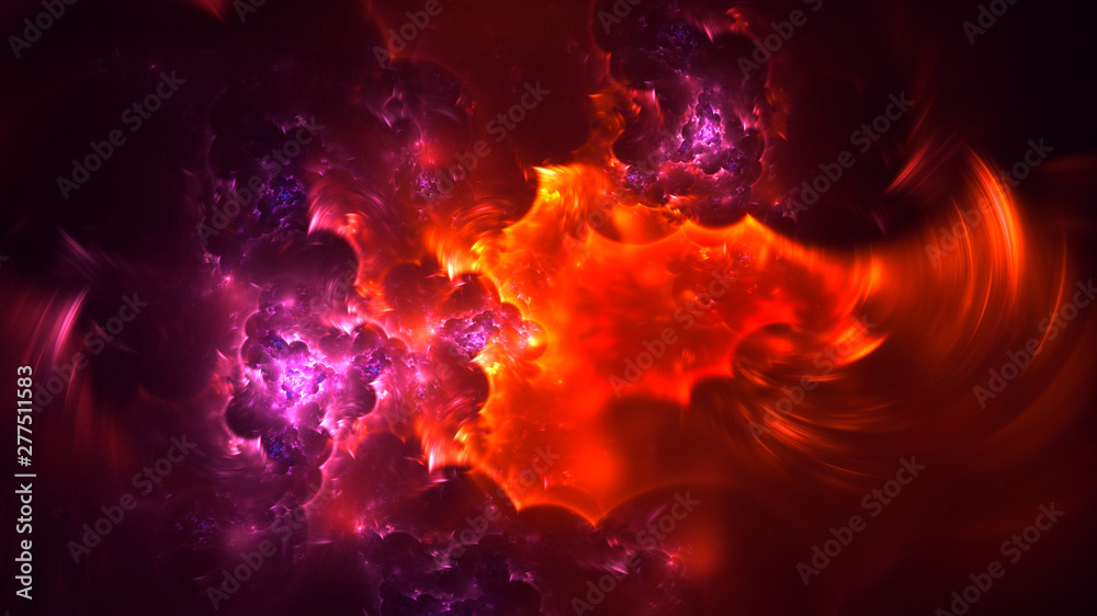 3D rendering abstract red fractal light background