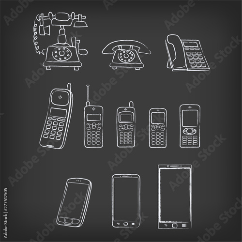 phone evolution hand-drawn illustration