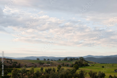 Peaceful evening scene of Yarra Valley countryside and mountainrange near Melbourne Australia © eyeofpaul