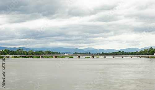 Long bridge cross the rivers in the north of Thailand
