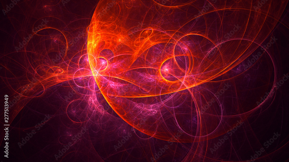 Fototapeta premium 3D rendering abstract red fractal light background