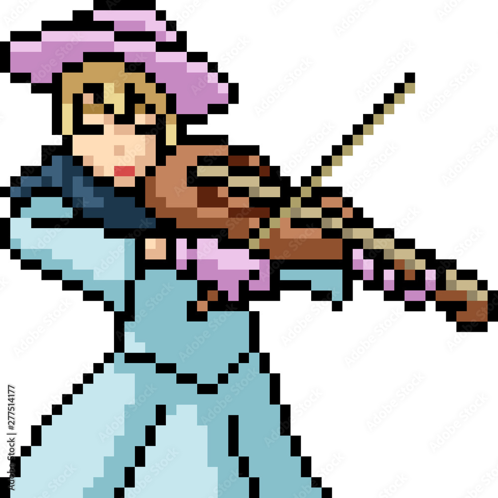 vector pixel art woman violin