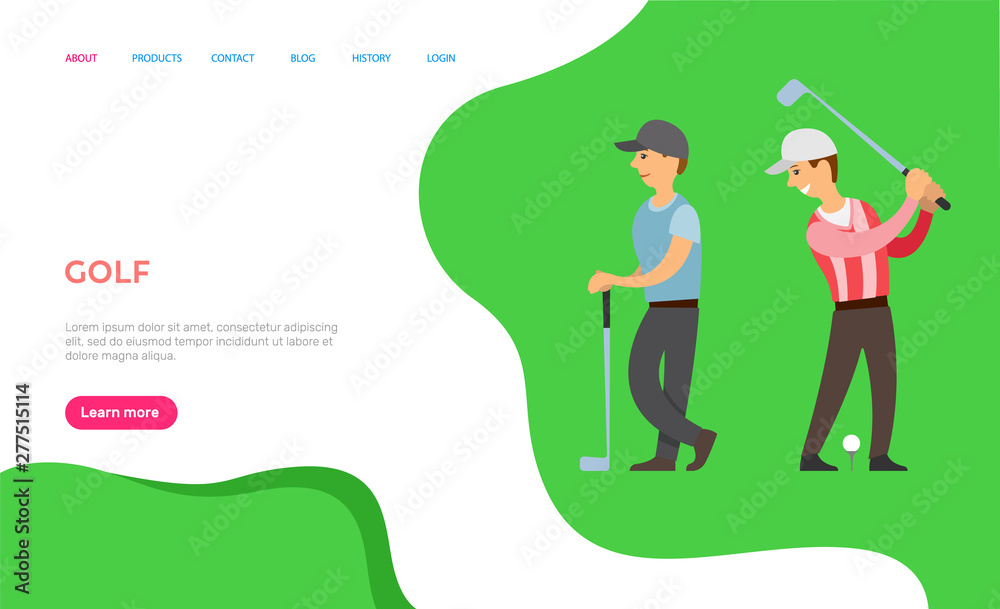 Φωτογραφία Golfing hobby of people vector, players with sticks and balls on ground, participants playing English game for rich