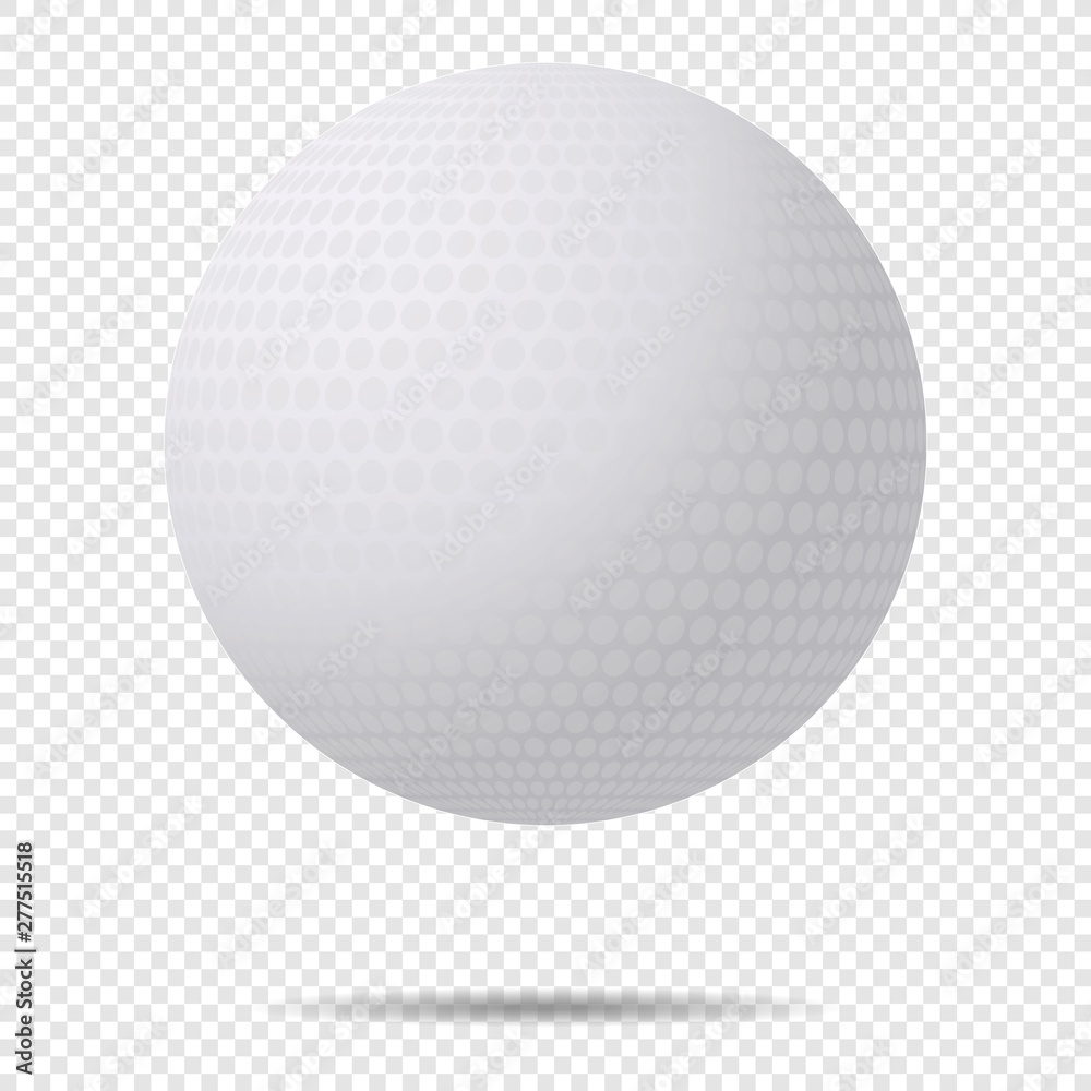 Fototapeta premium Vector Golf Ball with Shadow With Classic Design Isolated On Transparent Background. Vector Illustration, eps 10.