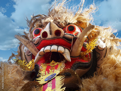 Ogoh ogoh, traditional mask-statue  of bad spirit,during nyepi carnival parade in bali- Indonesia photo