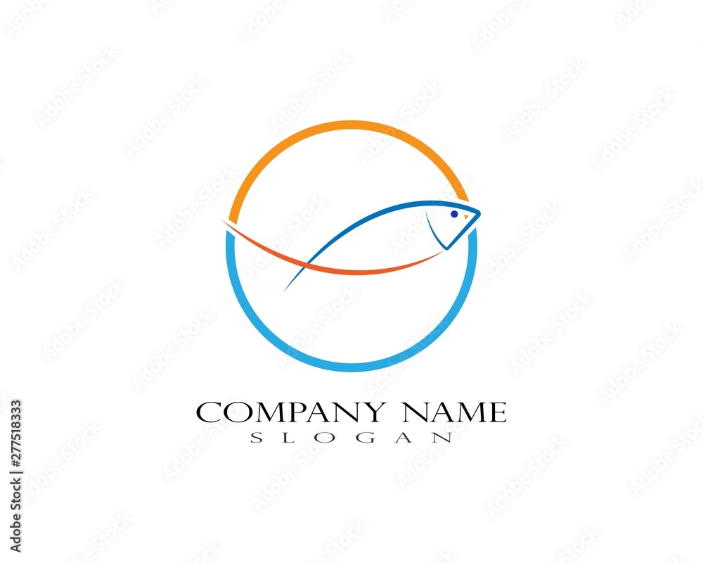 Fototapeta premium Fish logo template. Creative vector symbol of fishing club or online 