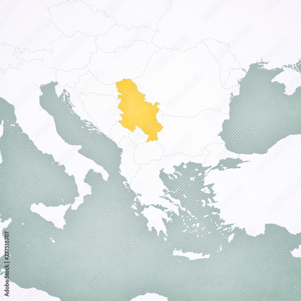 Map of Balkans - Serbia
