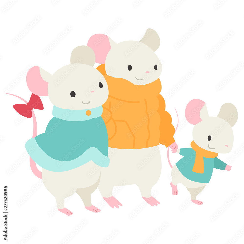 Obraz premium ねずみの親子 3匹