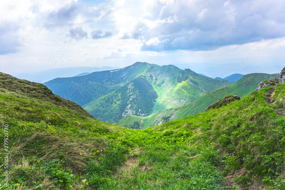 Beautiful view of the mountains and clouds in the summer. Western Carpathians, Slovakia, Little Fatra. Beautiful view of the mountains and clouds in the summer. Western Carpathians, Slovakia, Little Fatra.
