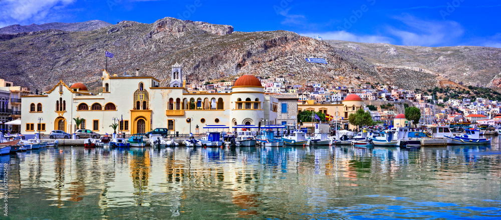 Unspoiled Greek islands - scenic Kalymnos with authentic beauty. Dodekanese, Greece - obrazy, fototapety, plakaty 