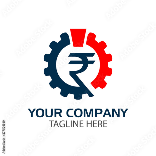 Power Rupee logo vector, flat design. Vector Illustration on white background