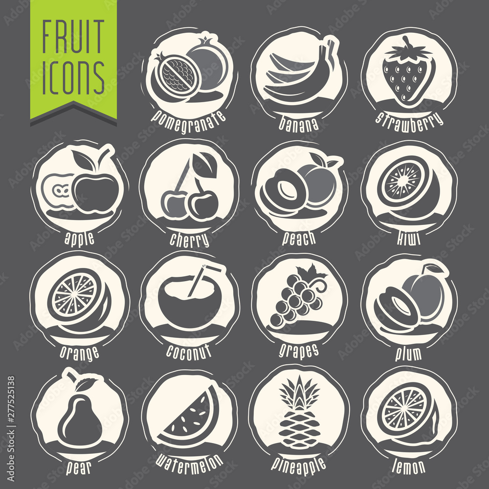 Naklejka premium Ready design fruit icon set