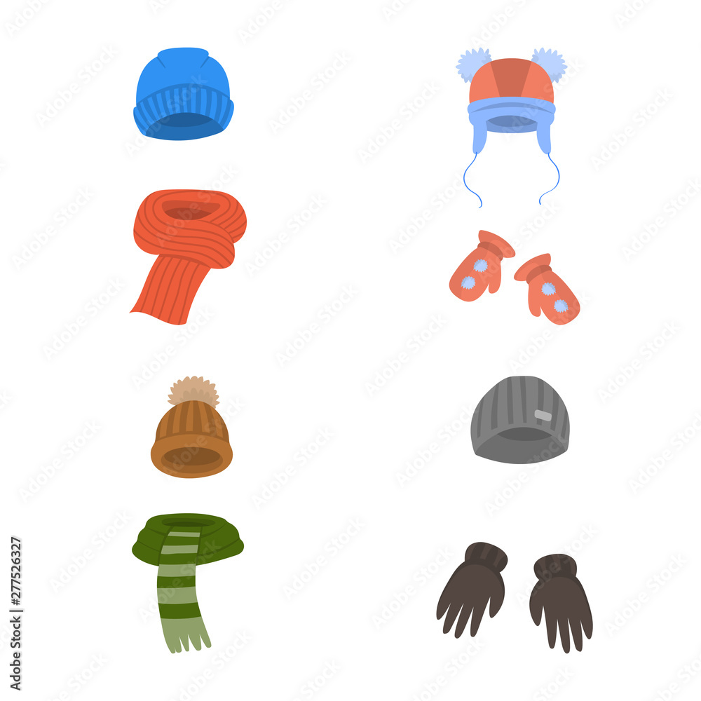 Isolated object of headwear and fashion sign. Collection of headwear and cold stock symbol for web. Isolated object of headwear and fashion sign. Collection of headwear and cold stock symbol for web.