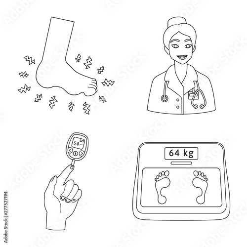 Isolated object of mellitus and diabetes logo. Set of mellitus and diet vector icon for stock.