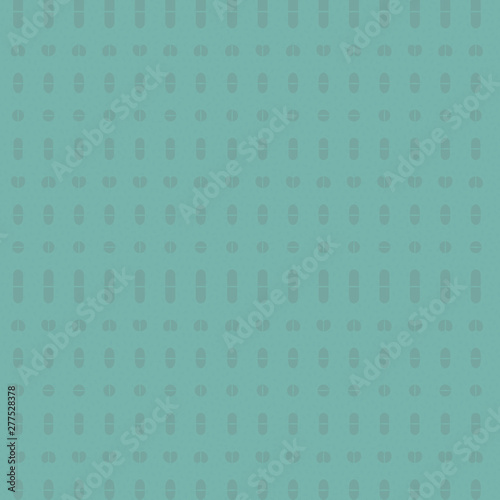 Seamless pattern of pills in straight lines and rows. Easy to edit colors in Illustrator.