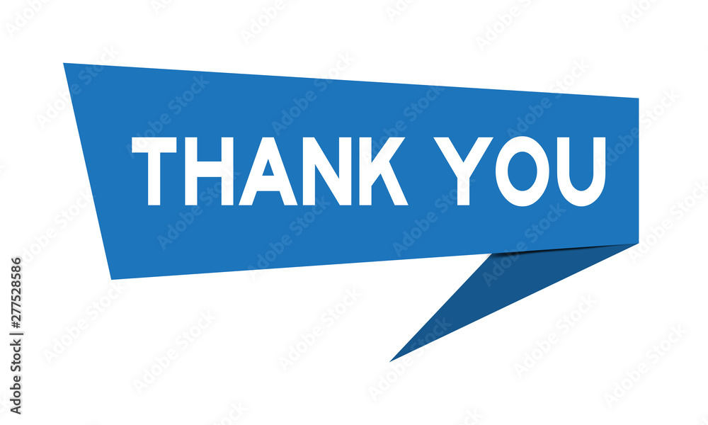 Blue paper speech banner with word thank you on white background (Vector) Blue paper speech banner with word thank you on white background (Vector)