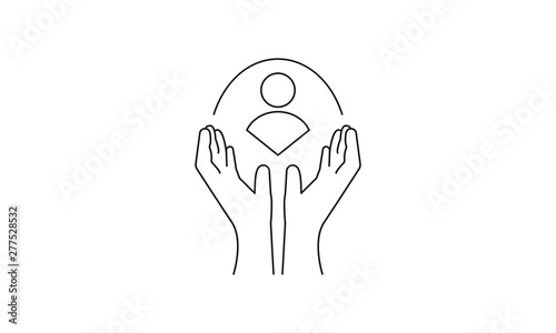 care customer vector icon, total inclusive service. man in hand