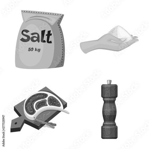 Isolated object of salt and food sign. Collection of salt and mineral vector icon for stock.