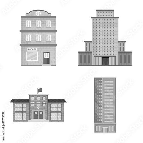 Vector design of construction and city logo. Set of construction and center stock symbol for web. © pandavector