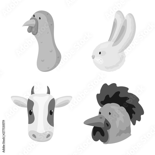 Isolated object of countryside and homestead sign. Collection of countryside and breeding stock symbol for web.