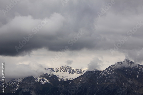 Cloudy day in the Swiss Alps. Mount Aroser Rothorn.