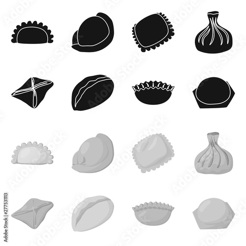 Vector design of products and cooking symbol. Set of products and appetizer vector icon for stock.