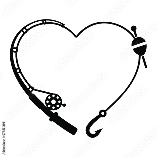 Photo Heart fishing rod vector illustration