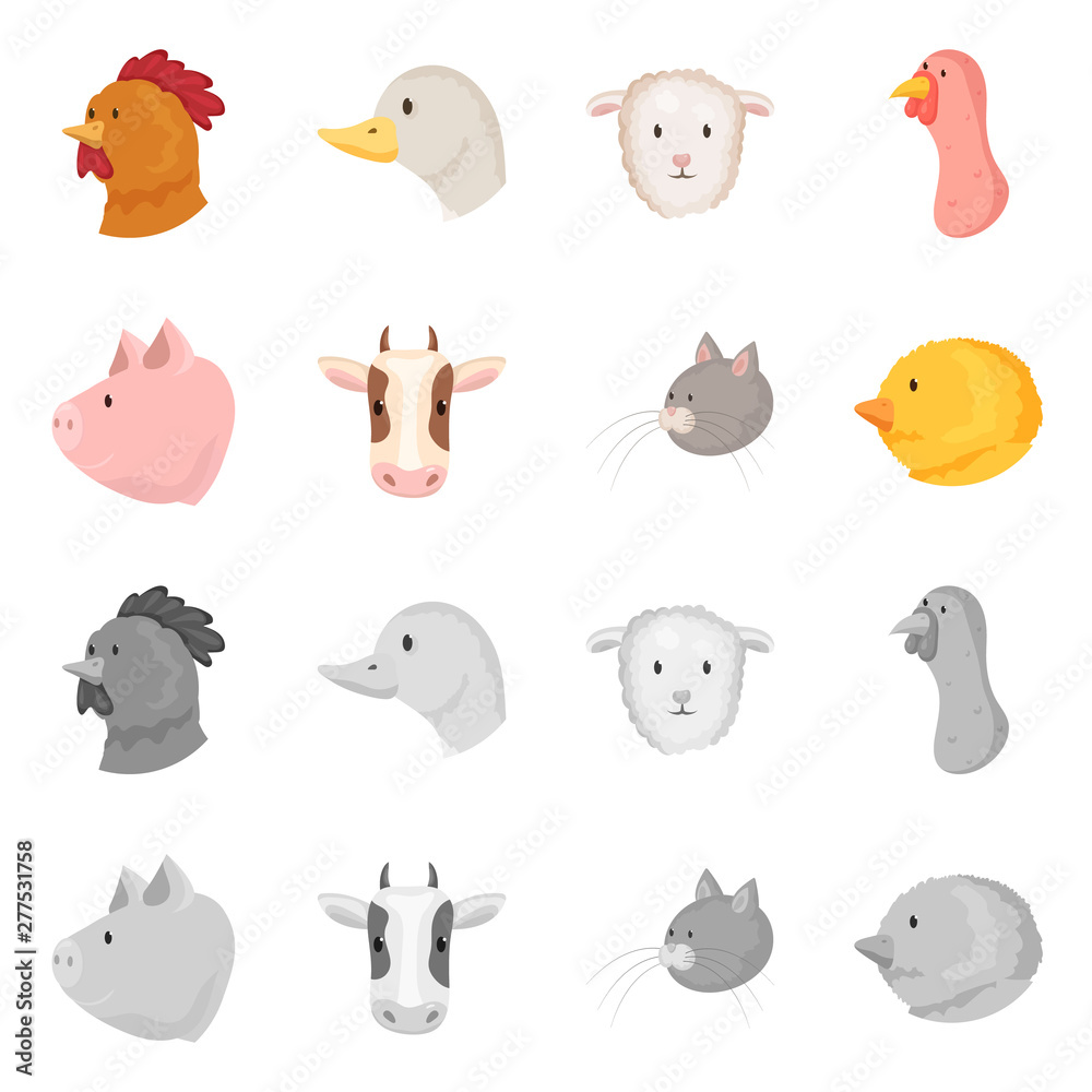 Vector illustration of agriculture and breeding sign. Set of agriculture and organic stock vector illustration. Vector illustration of agriculture and breeding sign. Set of agriculture and organic stock vector illustration.