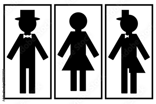 Set of icons for toilet and bathroom of different sexes, public toilet for men and women