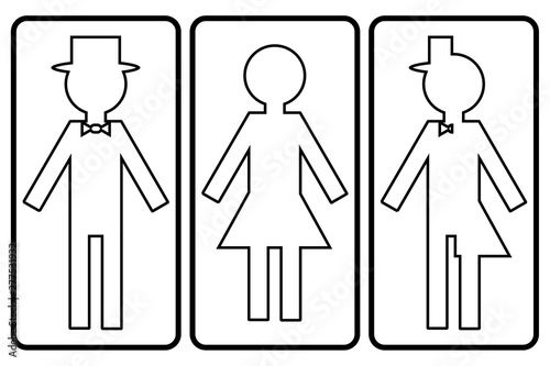 Set of icons for toilet and bathroom of different sexes, public toilet for men and women