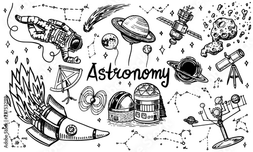 Slika na platnu Astronomy background in vintage style