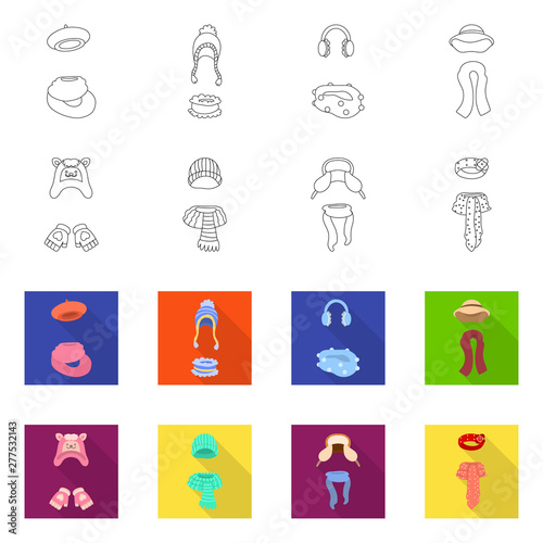 Vector illustration of clothes and texture sign. Collection of clothes and weather stock symbol for web.