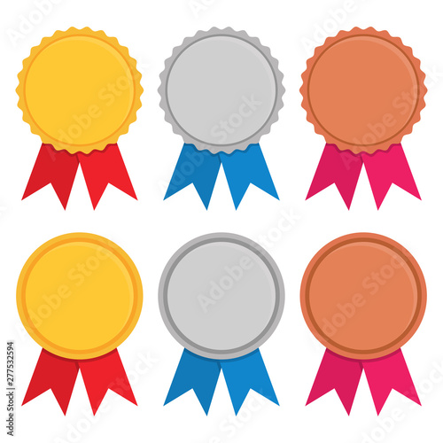 Set of golde, silver and bronze medal in a flat design