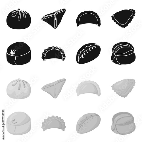 Vector illustration of products and cooking icon. Collection of products and appetizer stock symbol for web.