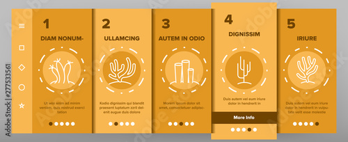 Corals Reefs And Seaweed Vector Onboarding Mobile App Page Screen. Ocean Corals, Underwater Sea Life Outline Symbols Pack. Marine Flora And Fauna. Aquarium Natural Decoration Illustrations