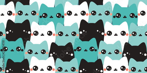 Vector seamless pattern. Colorful hand drawn cats. Abstract art background. Animals collection. Cute kittens.