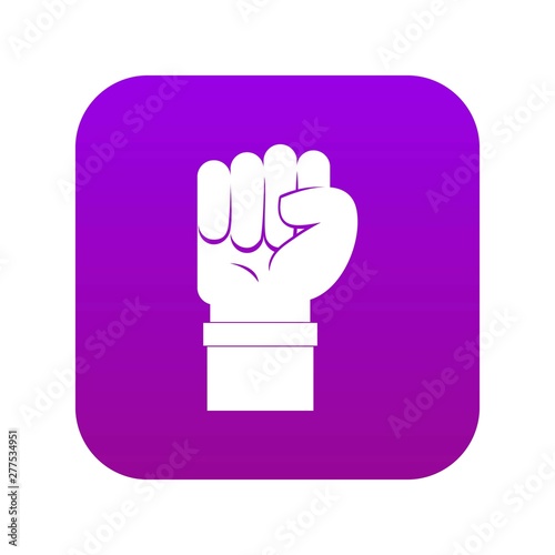 Fist icon digital purple for any design isolated on white vector illustration