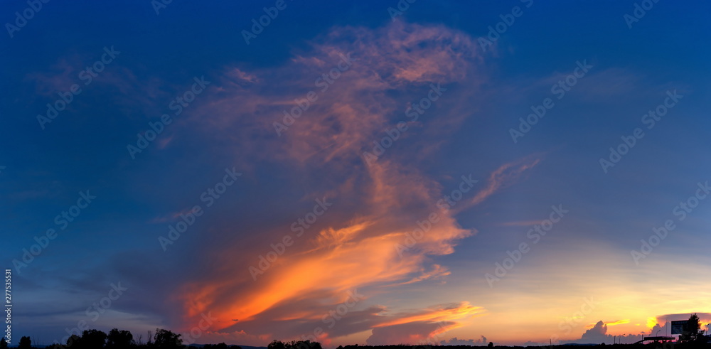Russia. The South Of Western Siberia. Evening sky in the Republic of Khakassia in early July.