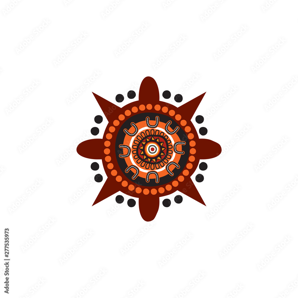 Naklejka premium Aboriginal art dots painting icon logo design template