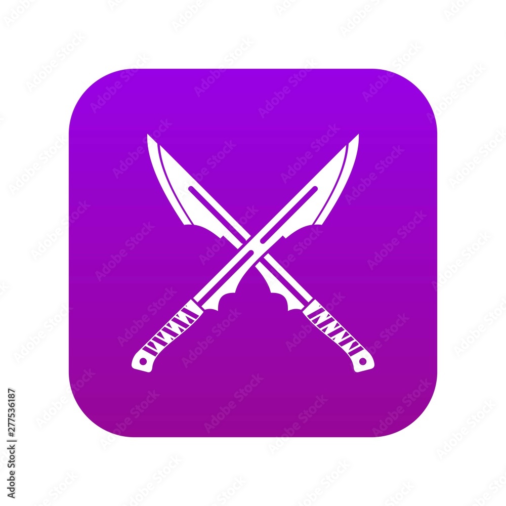 Japanese tanto daggers icon digital purple for any design isolated on white vector illustration Japanese tanto daggers icon digital purple for any design isolated on white vector illustration