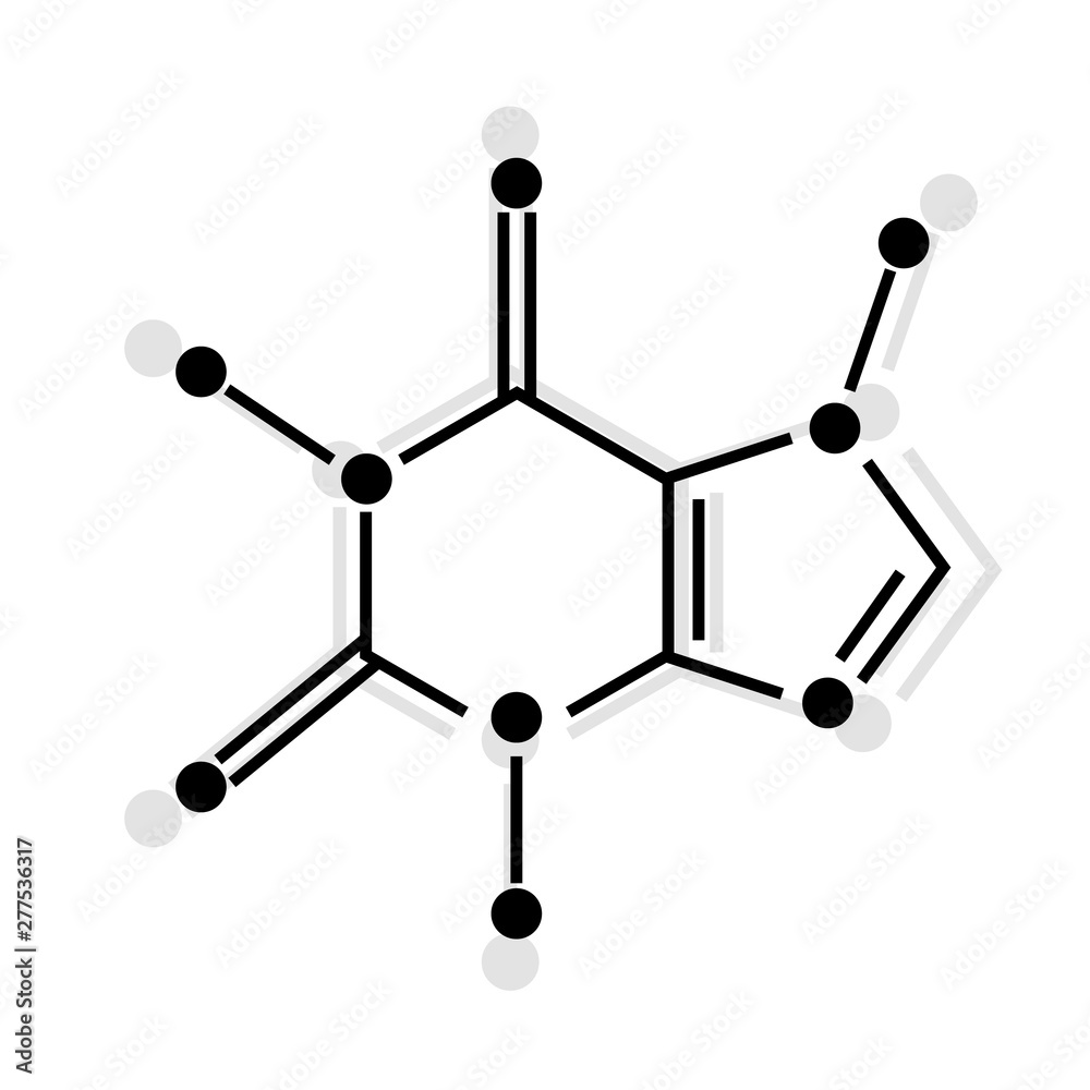Caffeine chemical formula on white background. Caffeine chemical formula on white background.